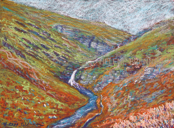 Waterfall North Wales 3 Painting:: Oil Pastel