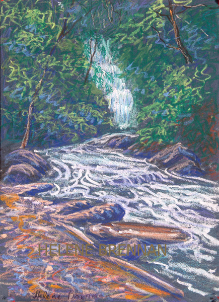 Forest Waterfall 20 Oil pastel